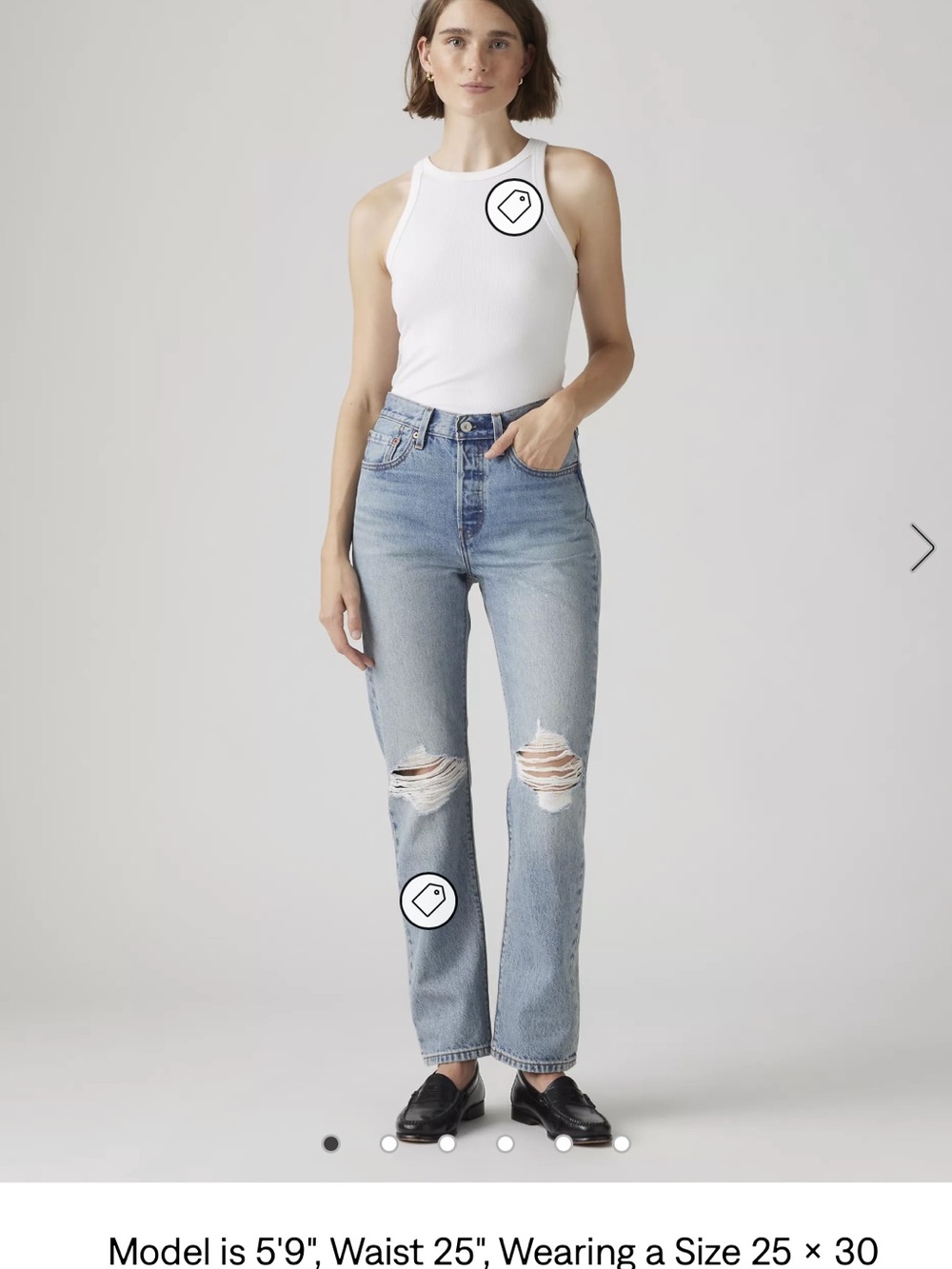 Levi’s 501 Distressed Straight Leg Jeans - Light Blue
